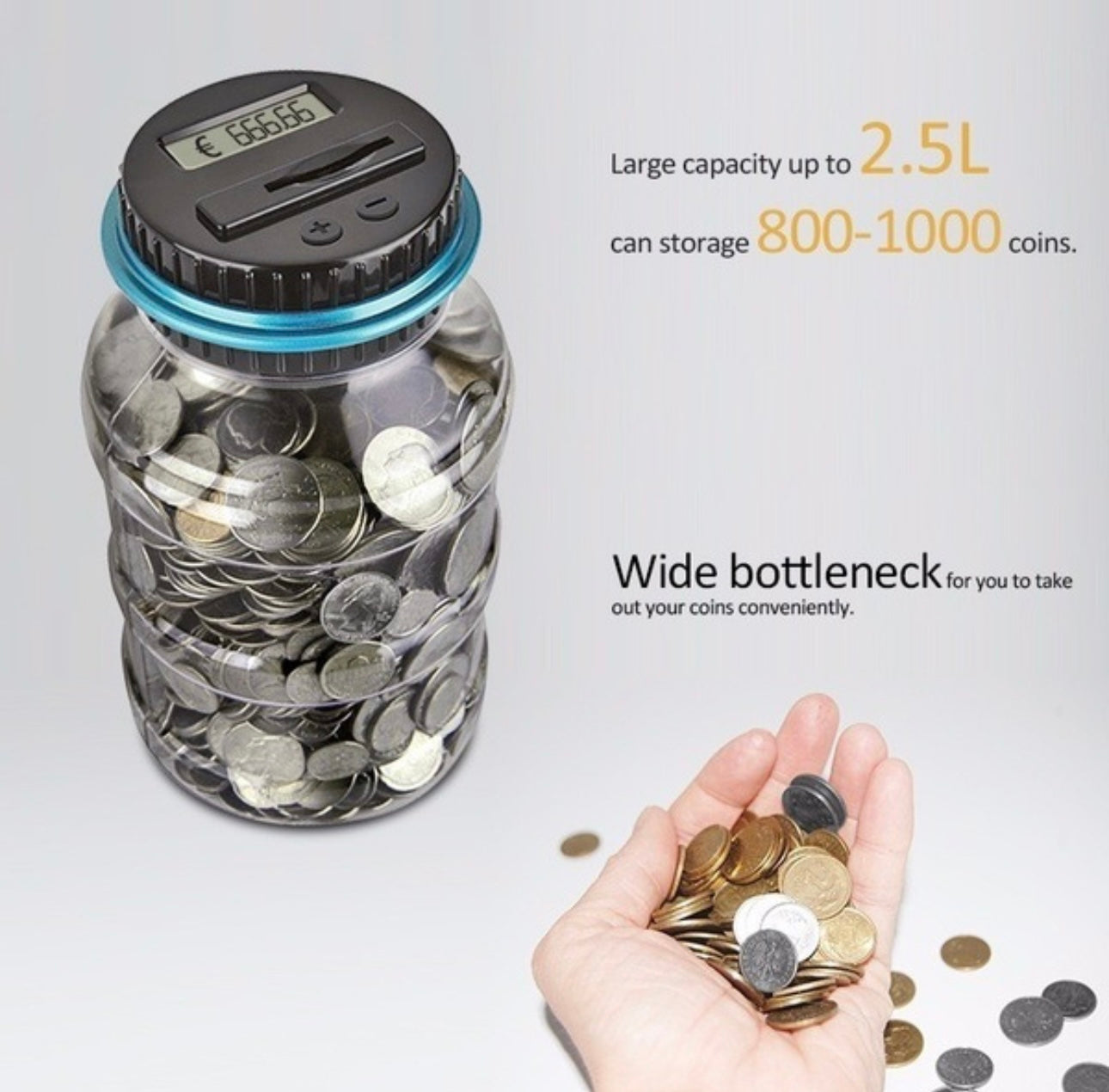 Tirelire Bocal Électronique – Compteur Digital Automatique